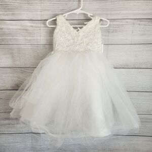 Pluviophily Size 2 Baby White Lace Knee Length Dress Easter Wedding